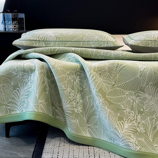 【春夏上新】自然醒5A乙纶全PE花卉轻奢提花凉感软凉席高端夏季冰丝凉席三件套床笠凉感空调单席垫子（可水洗机洗）QJ 商品图14