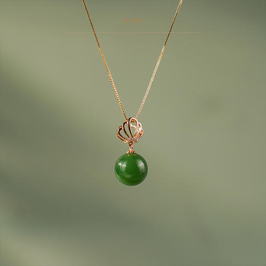 【云冕】金镶碧玉吊坠 商品图0