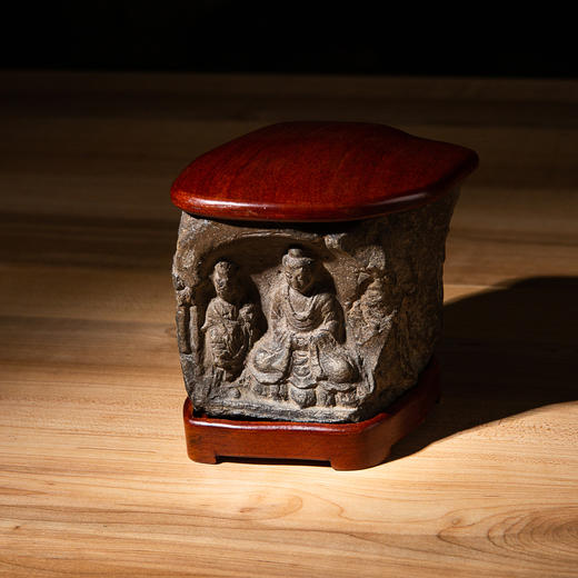 南北朝佛造像古砖镶嵌歙石制砚 商品图0