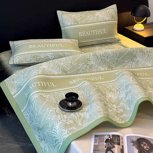 【春夏上新】自然醒5A乙纶全PE花卉轻奢提花凉感软凉席高端夏季冰丝凉席三件套床笠凉感空调单席垫子（可水洗机洗）QJ 商品图11
