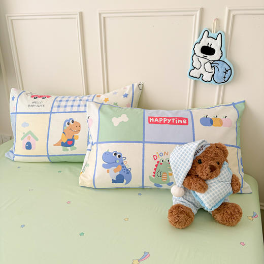 【春夏上新】自然醒全棉简约四件套40支12868卡通印花四件套兔与花笺系列大耳朵兔兔100纯棉儿童三件套JY 商品图14