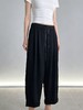 促→垂感面料裤！【自营】2578黑色百搭松紧腰卷边九分哈伦裤-喜出 商品缩略图2