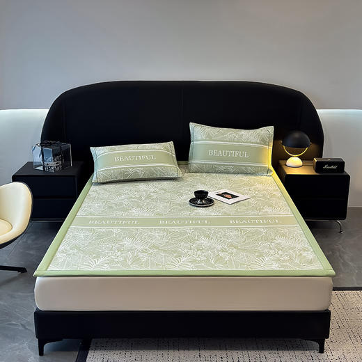 【春夏上新】自然醒5A乙纶全PE花卉轻奢提花凉感软凉席高端夏季冰丝凉席三件套床笠凉感空调单席垫子（可水洗机洗）QJ 商品图1