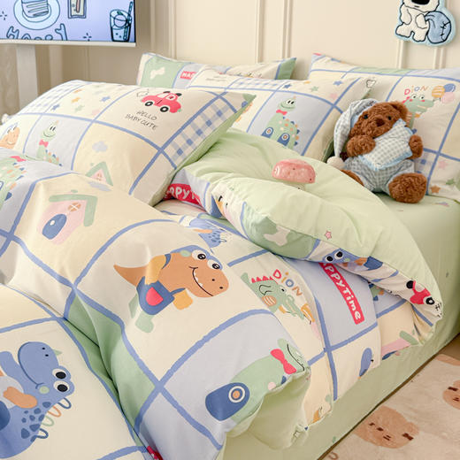 【春夏上新】自然醒全棉简约四件套40支12868卡通印花四件套兔与花笺系列大耳朵兔兔100纯棉儿童三件套JY 商品图4