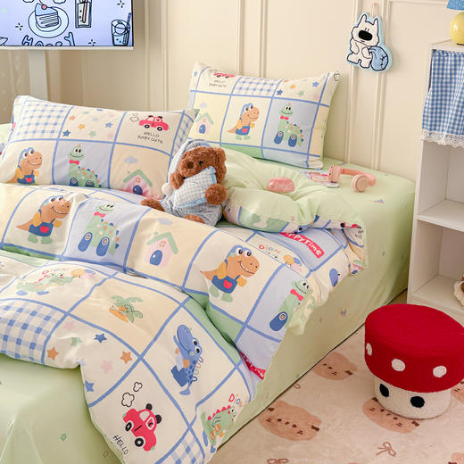 【春夏上新】自然醒全棉简约四件套40支12868卡通印花四件套兔与花笺系列大耳朵兔兔100纯棉儿童三件套JY 商品图8