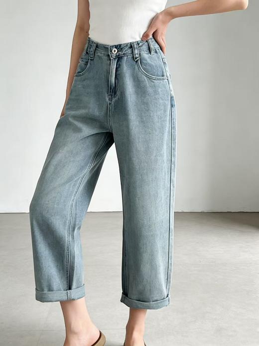 418良粉节|2026 活动爆款 超值特卖【自营】绵软牛仔～A036韩系卷边九分百搭牛仔裤-喜出 商品图2