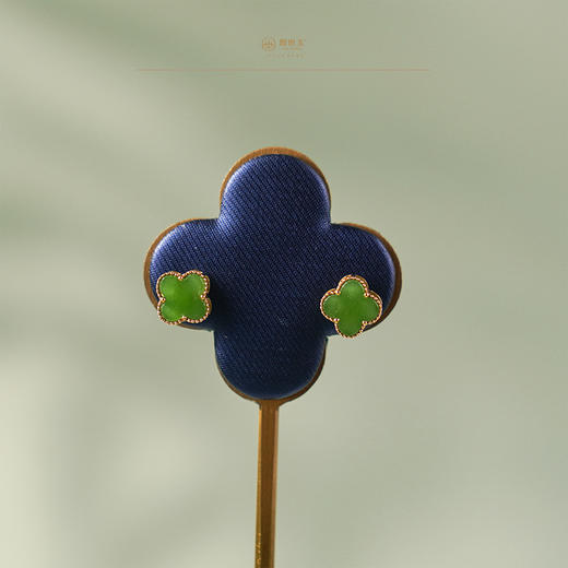 【幸福屿】18K玫瑰金镶碧玉耳钉 商品图0