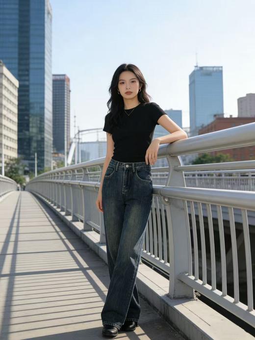 418良粉节|2026 活动爆款 软料牛仔【自营】衣周期 8835（80%棉）薄款窄版直筒长款后口袋破洞牛仔裤-喜出 商品图2