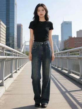 418良粉节|2026 活动爆款 软料牛仔【自营】衣周期 8835（80%棉）薄款窄版直筒长款后口袋破洞牛仔裤-喜出