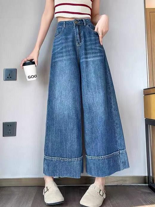 软料牛仔【自营】衣周期 8968（87%棉➕13%莱赛尔）薄款百搭阔腿裤宽边牛仔裤-喜出 商品图0