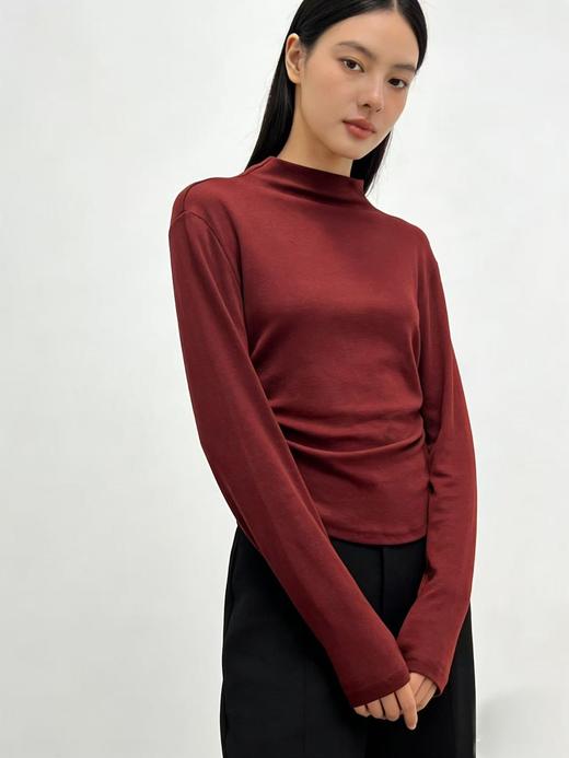 418良粉节|2026 活动爆款 超软糯【自营】很显白～衣周期 1030侧边抽褶高弹力打底衫上衣-喜出 商品图0