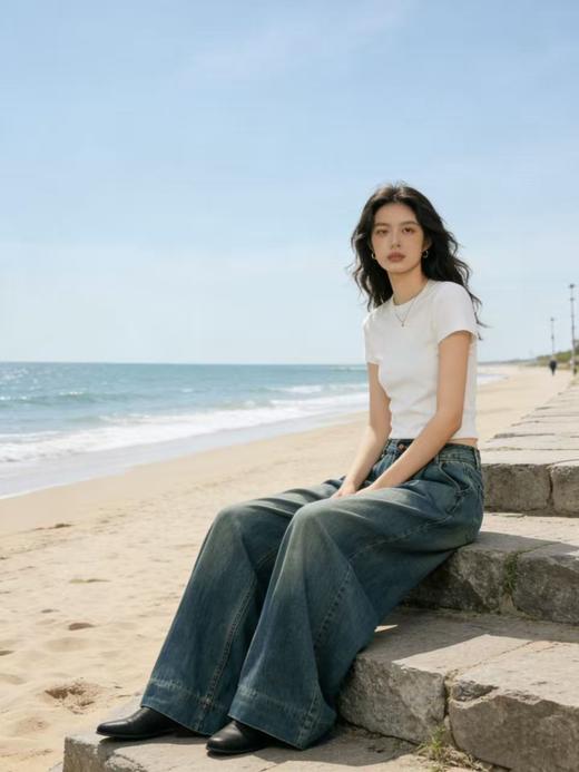 软料牛仔【自营】衣周期 8890（87%棉➕13%莱赛尔）垂感牛仔！超好看阔腿百搭牛仔裤-喜出 商品图1