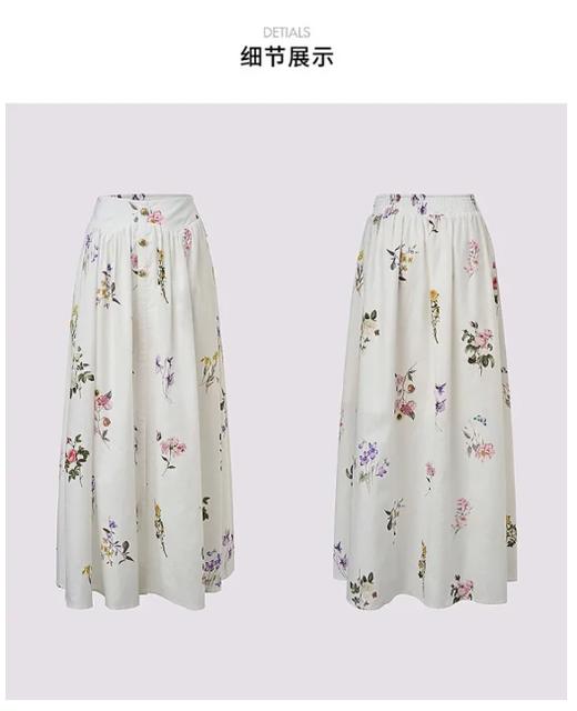 玛克门店发货：法式度假印花半身裙高腰百褶25夏款淡人穿搭女MS86SK031A10 商品图4