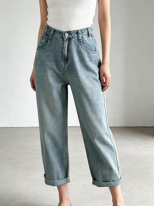 418良粉节|2026 活动爆款 超值特卖【自营】绵软牛仔～A036韩系卷边九分百搭牛仔裤-喜出 商品图3