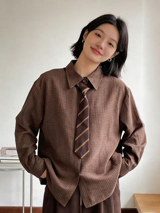 418良粉节|2026 活动爆款 品牌促【自营】衣周期 送领带 6698卡色小格子衬衫上衣-喜出 商品图3