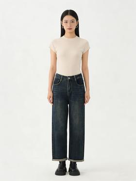 418良粉节|2026 活动爆款 软料牛仔【自营】衣周期 8888（85%棉）卷边老爹裤九分牛仔裤-喜出