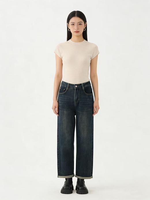 418良粉节|2026 活动爆款 软料牛仔【自营】衣周期 8888（85%棉）卷边老爹裤九分牛仔裤-喜出 商品图0