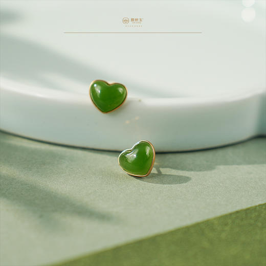 【瑾莳】18K玫瑰金镶碧玉耳钉 商品图4