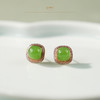 【格蕾】18K玫瑰金镶碧玉苹果绿细钻耳钉 商品缩略图0