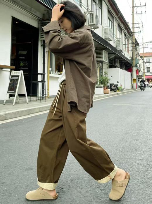 品牌促【自营】衣周期 8082松紧腰卷边宽松九分休闲裤-喜出 商品图2