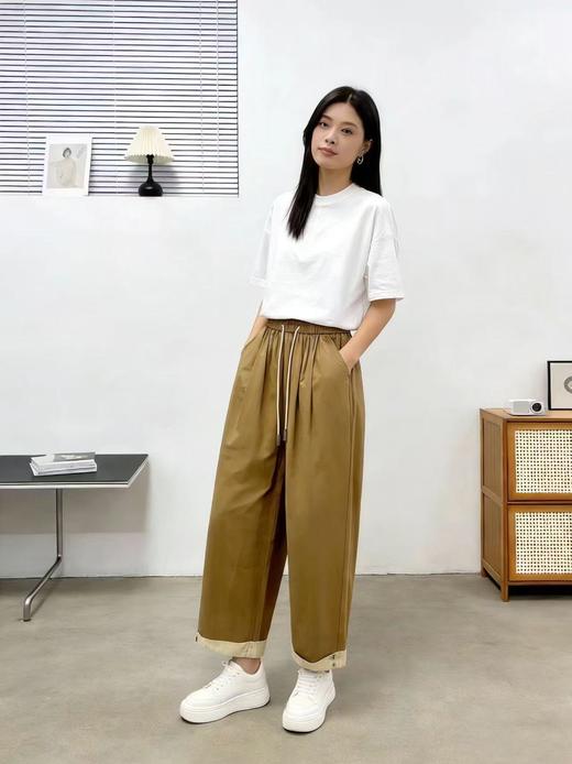 品牌促【自营】衣周期 8082松紧腰卷边宽松九分休闲裤-喜出 商品图4