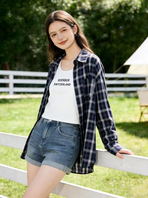 418良粉节|2026 活动爆款 品牌促【自营】衣周期 （两件套）春夏薄款～100%棉9127衬衫➕背心套装上衣-喜出 商品图2