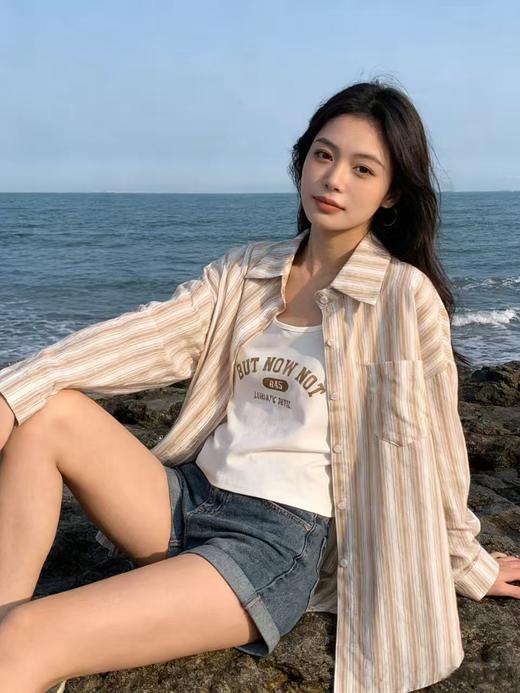 418良粉节|2026 活动爆款 品牌促【自营】衣周期 （两件套）9132春夏薄款 清爽透气～100%竹节棉衬衫➕背心套装上衣-喜出 商品图1