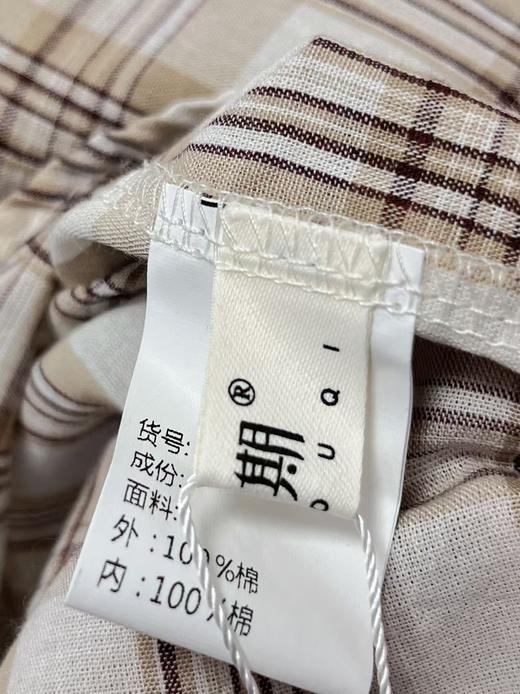品牌促【自营】衣周期 （两件套）春夏薄款～100%棉9131卡其格子衬衫➕背心套装上衣-喜出 商品图4