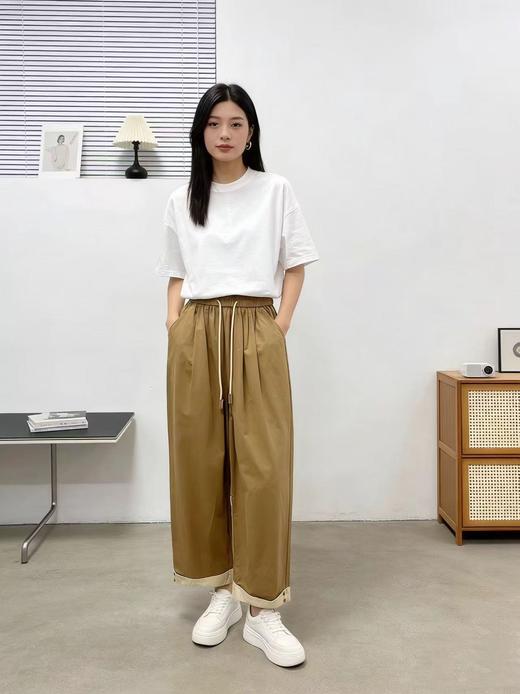 品牌促【自营】衣周期 8082松紧腰卷边宽松九分休闲裤-喜出 商品图3