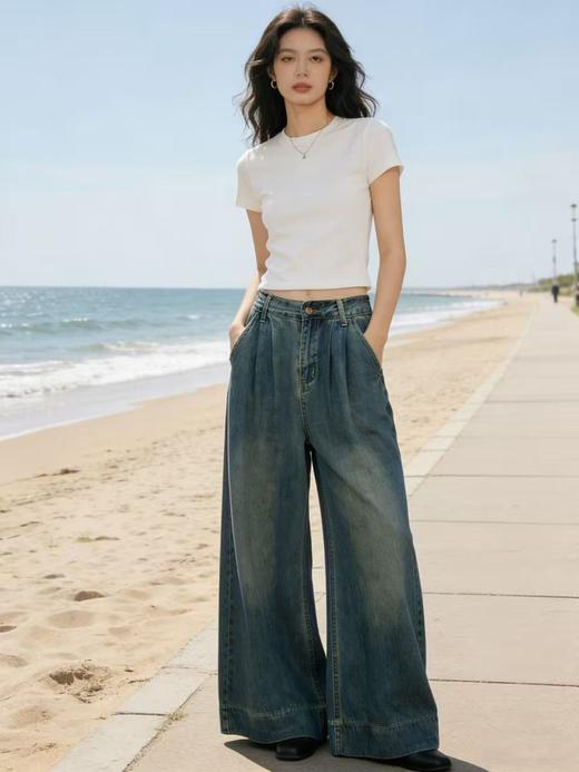 软料牛仔【自营】衣周期 8890（87%棉➕13%莱赛尔）垂感牛仔！超好看阔腿百搭牛仔裤-喜出 商品图3