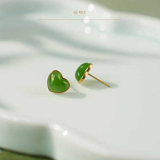 【瑾莳】18K玫瑰金镶碧玉耳钉 商品图2