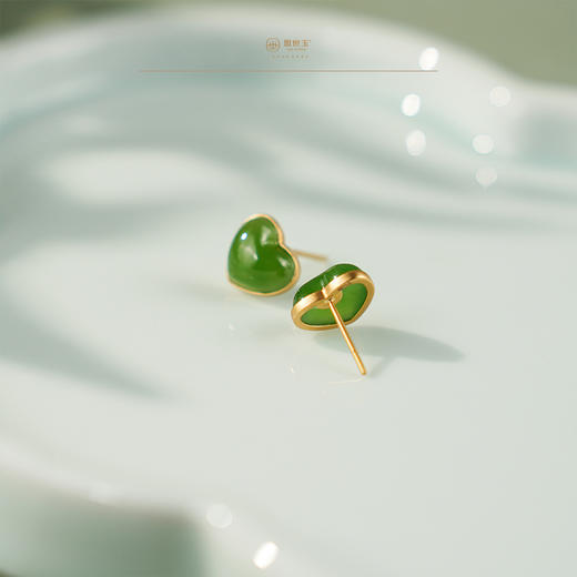 【瑾莳】18K玫瑰金镶碧玉耳钉 商品图3