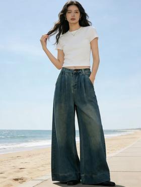 软料牛仔【自营】衣周期 8890（87%棉➕13%莱赛尔）垂感牛仔！超好看阔腿百搭牛仔裤-喜出