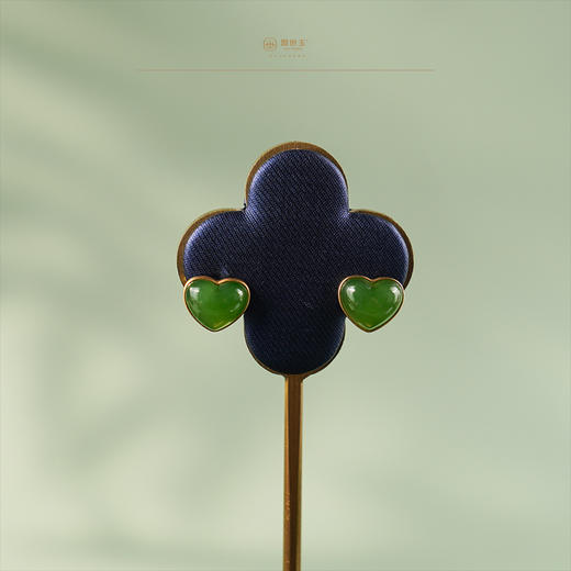 【瑾莳】18K玫瑰金镶碧玉耳钉 商品图0