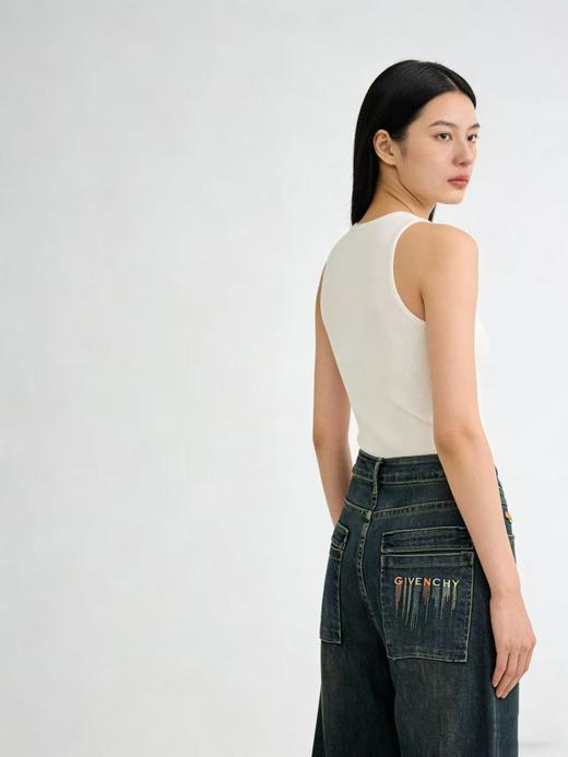 软料牛仔【自营】衣周期 8886（85%棉）后口袋彩色刺绣字母卷边老爹裤九分牛仔裤-喜出 商品图2