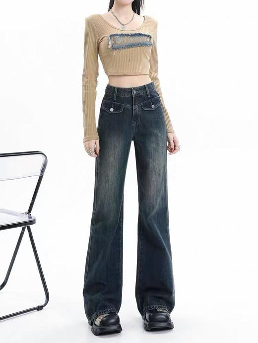 软料牛仔【自营】衣周期 8837薄款口袋窄版直筒牛仔裤-喜出 商品图0