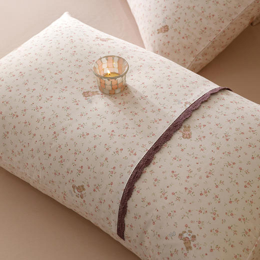 【春夏上新】自然醒40支13070全棉斜纹印花+蕾丝花田小兔系列四件套床单被套床上用品床笠款JY 商品图13