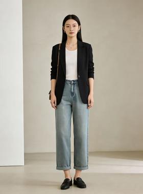 418良粉节|2026 活动爆款 超值特卖【自营】绵软牛仔～A036韩系卷边九分百搭牛仔裤-喜出