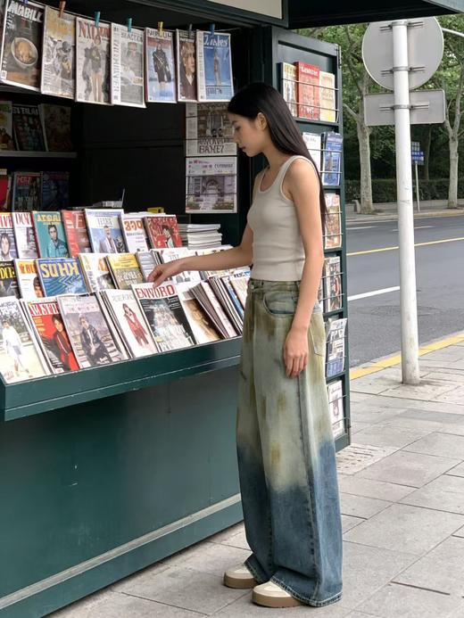 软料牛仔【自营】衣周期 9178 脏脏裤做旧复古牛仔长裤直筒裤-喜出 商品图2