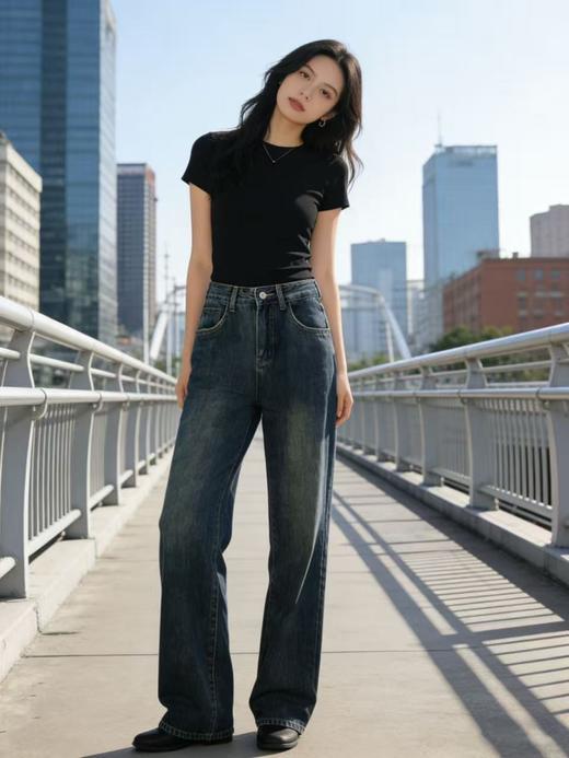 418良粉节|2026 活动爆款 软料牛仔【自营】衣周期 8835（80%棉）薄款窄版直筒长款后口袋破洞牛仔裤-喜出 商品图3