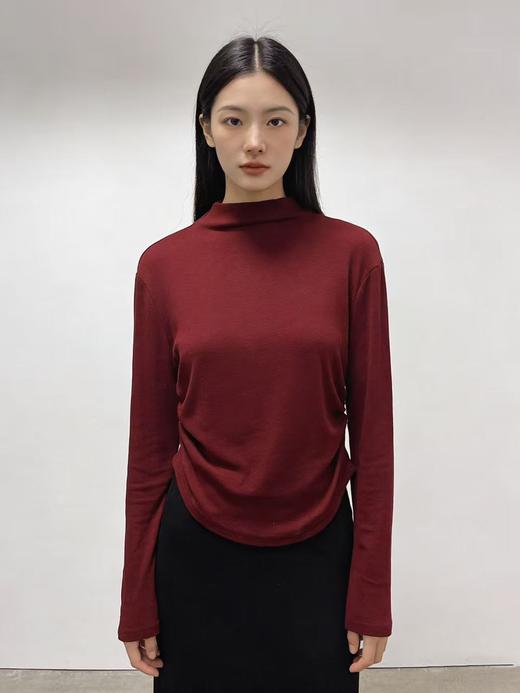 418良粉节|2026 活动爆款 超软糯【自营】很显白～衣周期 1030侧边抽褶高弹力打底衫上衣-喜出 商品图1