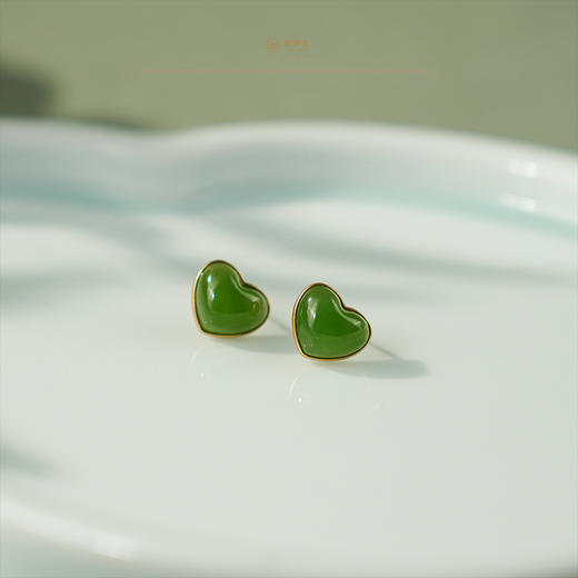 【瑾莳】18K玫瑰金镶碧玉耳钉 商品图1
