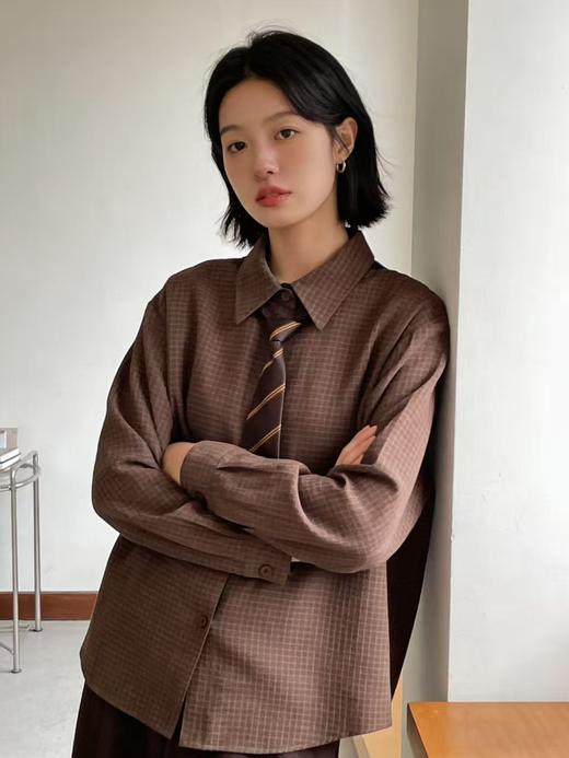 418良粉节|2026 活动爆款 品牌促【自营】衣周期 送领带 6698卡色小格子衬衫上衣-喜出 商品图1