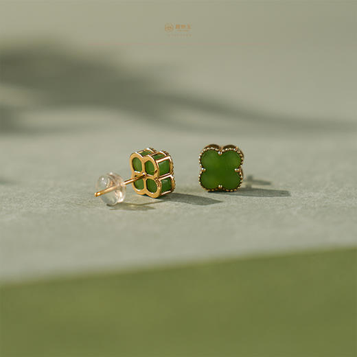 【幸福屿】18K玫瑰金镶碧玉耳钉 商品图3