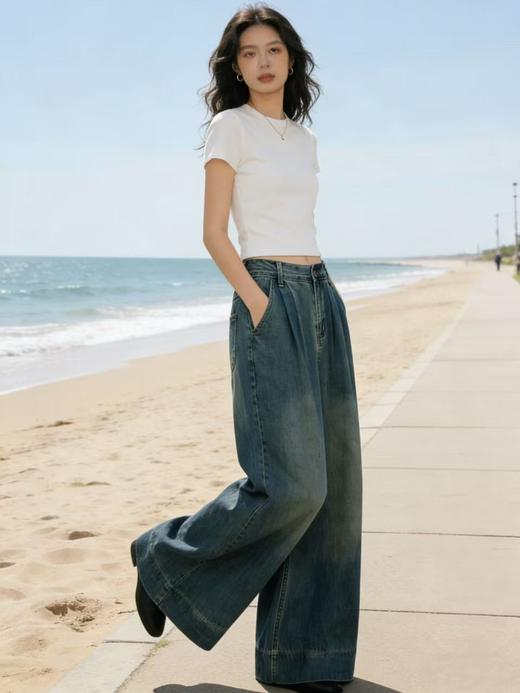 软料牛仔【自营】衣周期 8890（87%棉➕13%莱赛尔）垂感牛仔！超好看阔腿百搭牛仔裤-喜出 商品图4