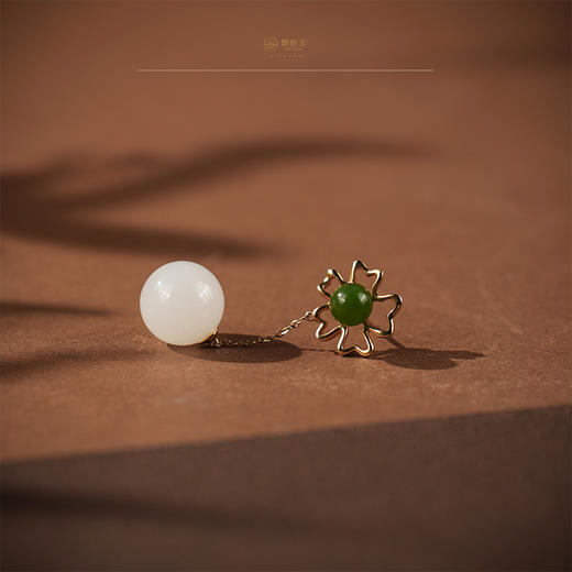 【娇珀】18K玫瑰金镶玉耳坠 商品图3