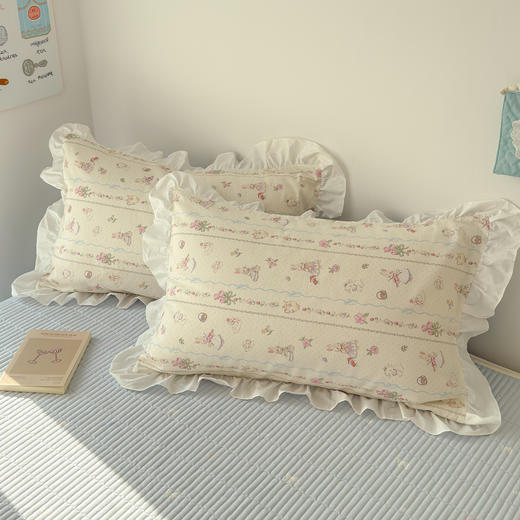 【春夏上新】自然醒全棉绗缝花边床盖四件套床垫保护床套加厚防滑床盖JY 商品图14