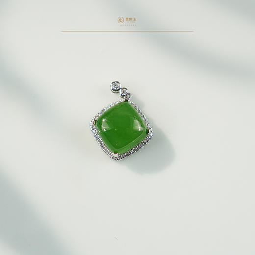【波仙】18K白金碧玉方糖吊坠 商品图3