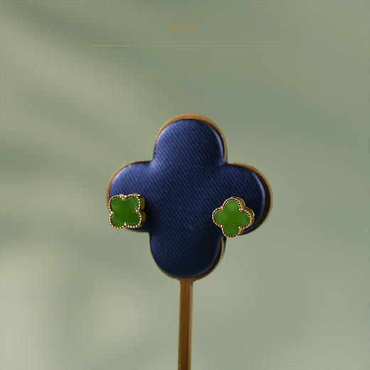 【幸福屿】18K玫瑰金镶碧玉耳钉 商品图4