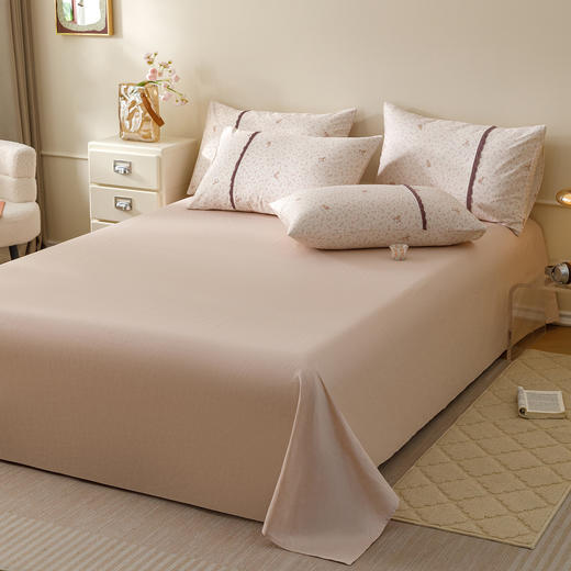 【春夏上新】自然醒40支13070全棉斜纹印花+蕾丝花田小兔系列四件套床单被套床上用品床笠款JY 商品图14